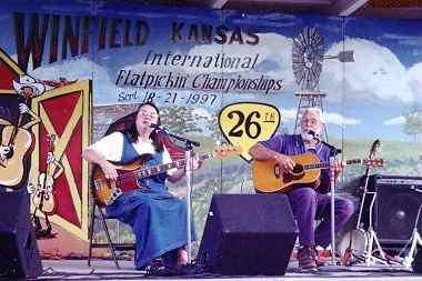 Aileen and Elkin on Stage III -- Walnut Valley Festival 1997