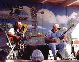 Aileen and Elkin on Stage III -- Walnut Valley Festival 1995